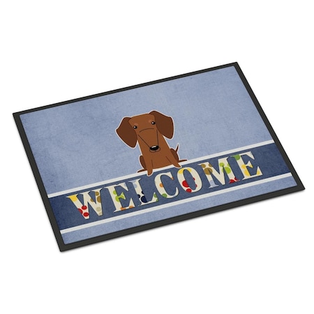 Carolines Treasures 18 x 27 in. Dachshund Red Brown Welcome Indoor or Outdoor Mat BB5711MAT